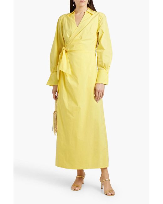 Jonathan Simkhai Yellow Briar Wrap-Effect Cotton-Blend Poplin Maxi Shirt Dress