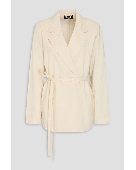 Joseph Natural Majet Double-Breasted Textured Silk-Blend Twill Blazer