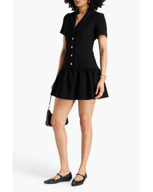 Sandro Black Gathered Tweed Mini Dress