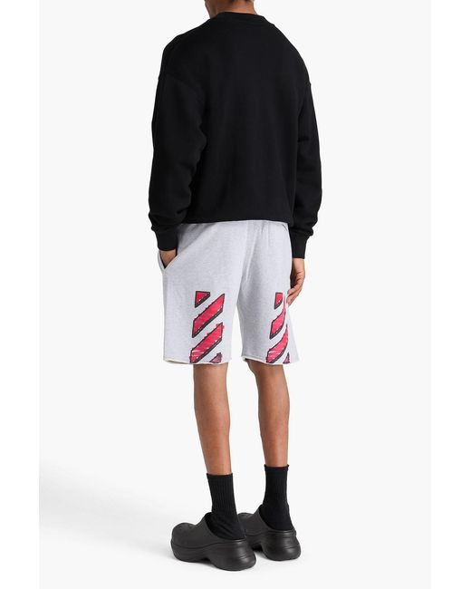 Off-White c/o Virgil Abloh Gray Printed French Cotton-Terry Shorts for men