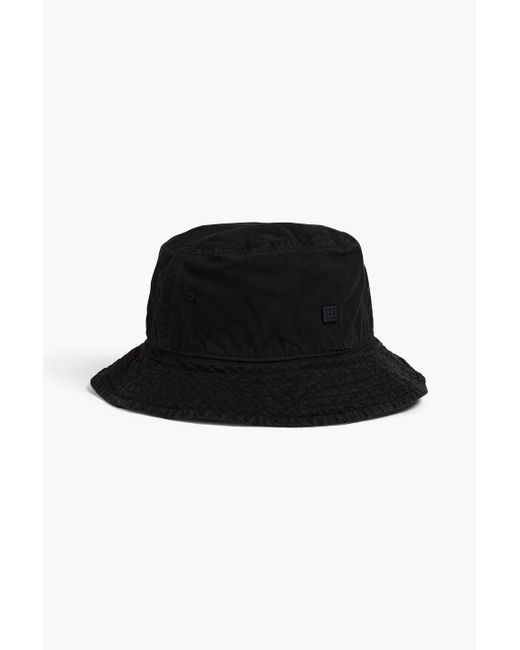 Acne Black Appliquéd Cotton-twill Bucket Hat