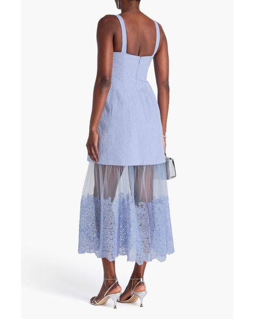 Jonathan Simkhai Blue Layered Cloqué And Tulle Midi Dress
