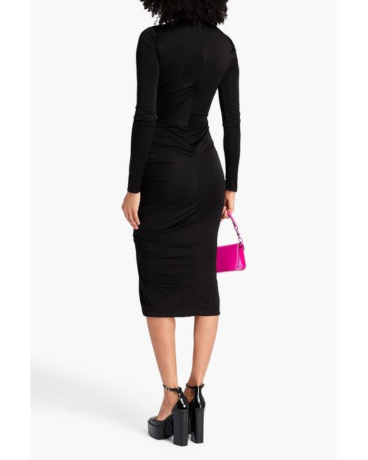 Versace Black Cutout Twisted Jersey Midi Dress