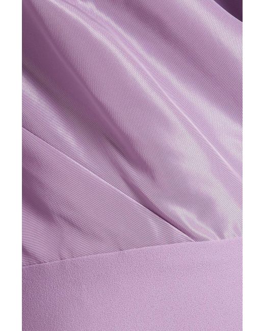 Rhea Costa Purple Drapierte robe aus crêpe und taft mit asymmetrischer schulterpartie