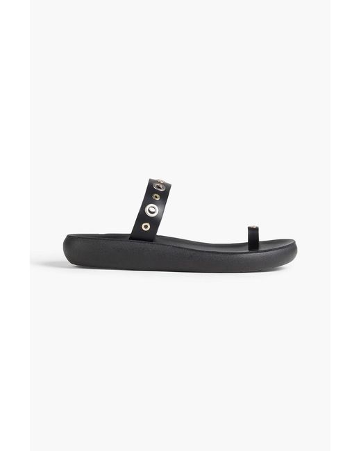 Ancient Greek Sandals Black Thalia Eyelet-Embellished Leather Sandals