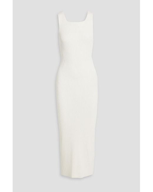 By Malene Birger White Milelo Ribbed Cotton-Blend Midi Dress