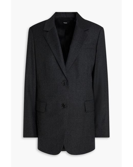 Theory Black Wool-flannel Blazer