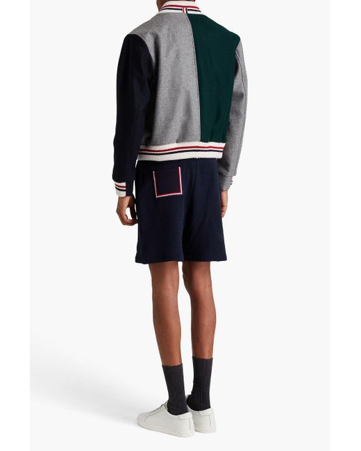 Thom Browne Blue Color-Block Wool-Felt Bomber Jacket for men