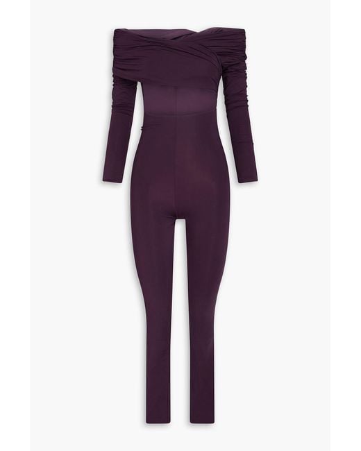 Maygel Coronel Purple Bagolo Cutout Satin-Jersey Jumpsuit