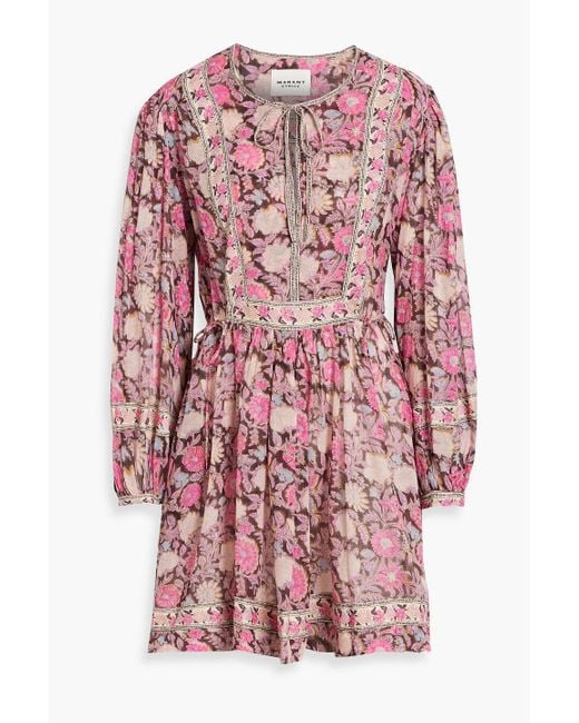 Isabel Marant Pink Gilinesia Printed Cotton-Voile Mini Dress