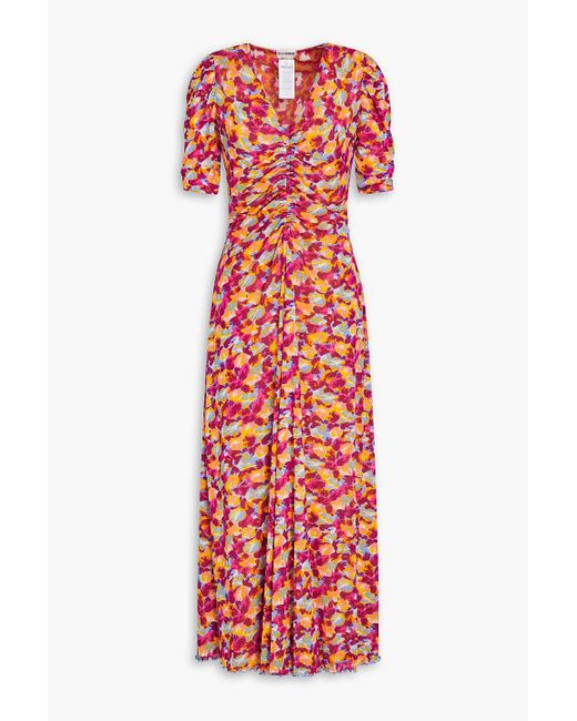 Diane von Furstenberg Women's Red Koren Reversible Printed Stretch-mesh Midi Dress