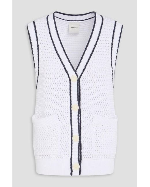 Varley Blue Crocheted Cotton-blend Vest