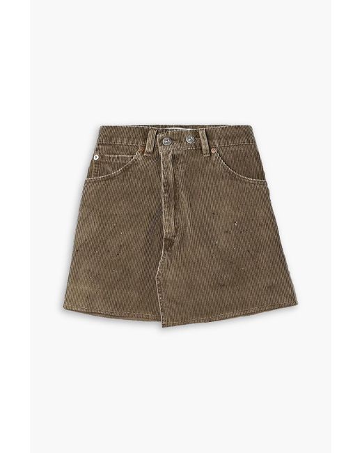 Our Legacy Natural Cover Frayed Painted Cotton-corduroy Mini Skirt