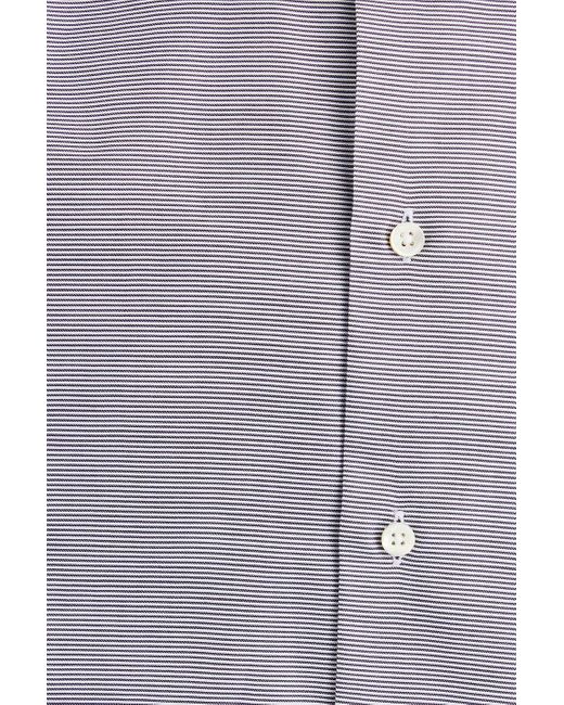 Canali Gray Striped Cotton-poplin Shirt for men