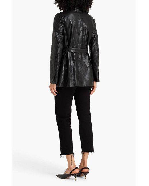 Bally Black Belted Leather Jacket