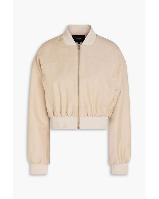 Maje Natural Linen And Cotton-blend Bomber Jacket