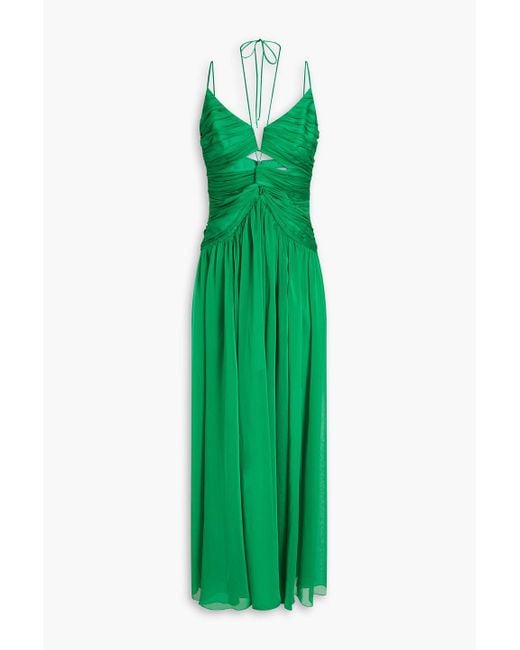 Rasario Green Cutout Chiffon Maxi Dress