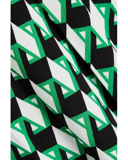 Diane von Furstenberg Green Jemma Printed Crepe Midi Dress
