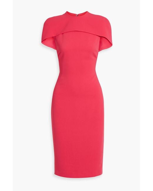 Badgley Mischka Red Cape-effect Crepe Dress