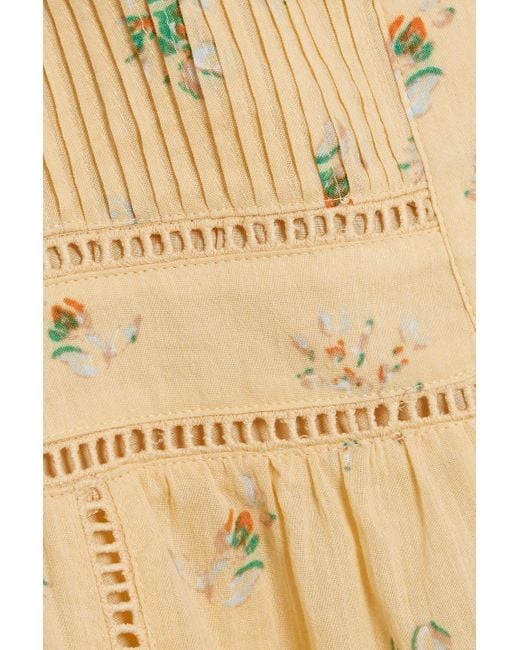 Joie Natural Charmesse Pintucked Floral-print Cotton-gauze Midi Dress