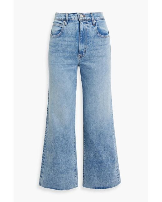 SLVRLAKE Denim Blue Grace Cropped High-rise Wide-leg Jeans