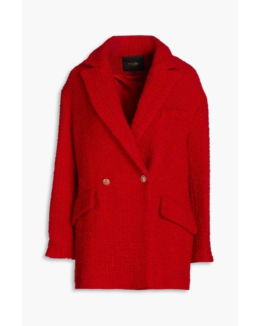 Maje Red Giloge Wool-blend Tweed Blazer