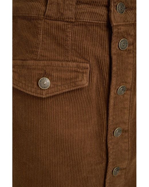 FRAME Brown The penelope midirock aus cord aus stretch-baumwolle