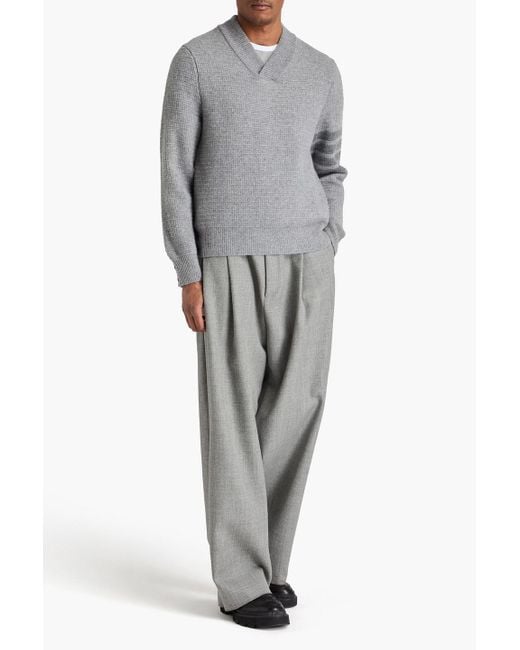 Thom Browne Gray Striped Wool And Cashmere-blend Sweater for men
