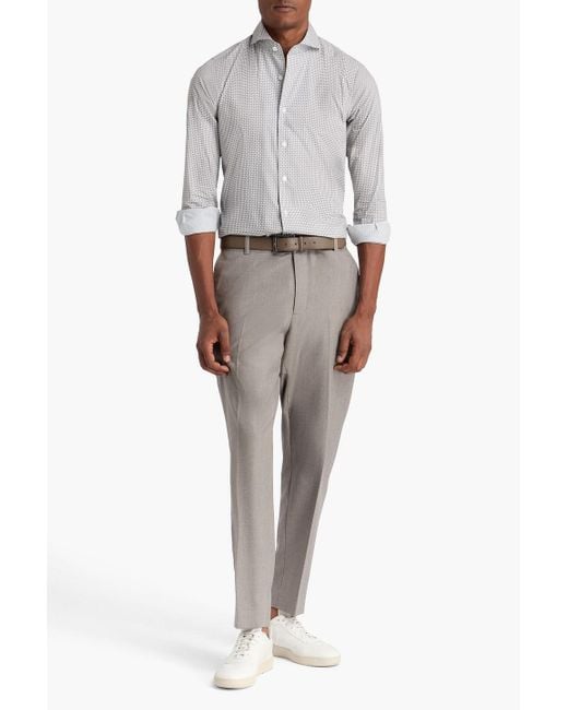 Canali Hemd aus baumwollpopeline mit print in Gray für Herren