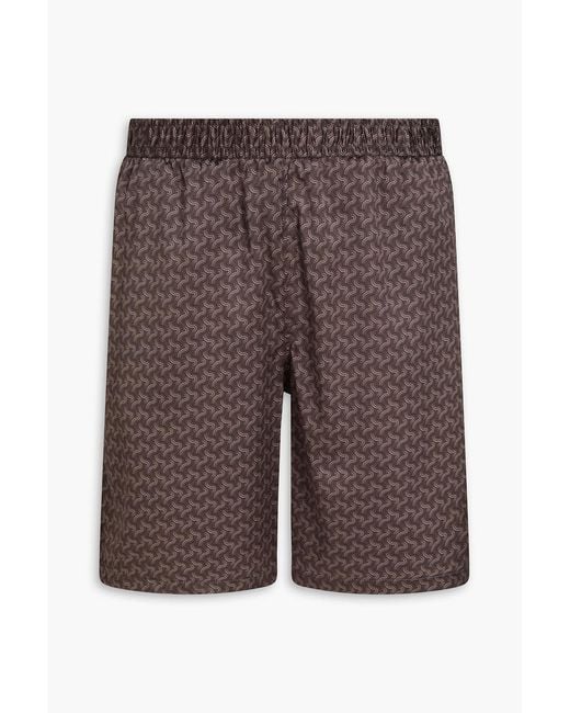 Frescobol Carioca Gray Palma Printed Silk-Blend Satin Drawstring Shorts for men