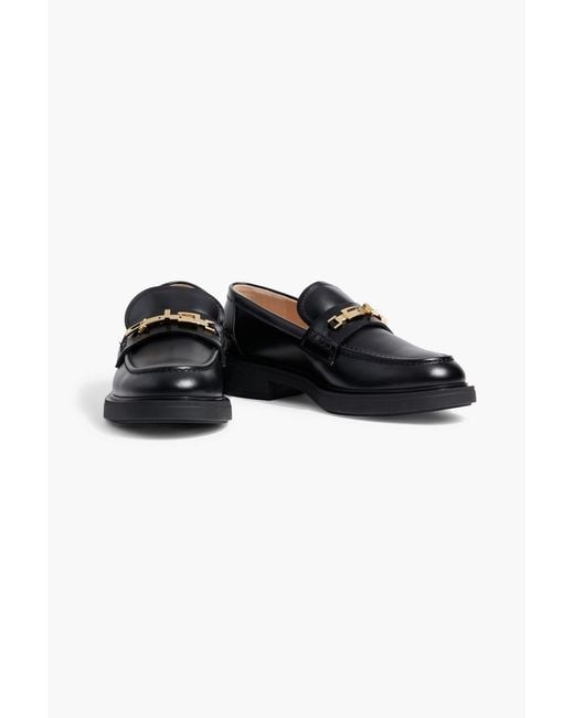 Gianvito Rossi Black Martine Buckle-Embellished Leather Loafers