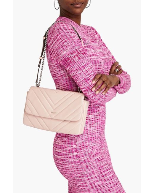 DKNY Quilted Leather Shoulder Bag in Pink | Lyst UK