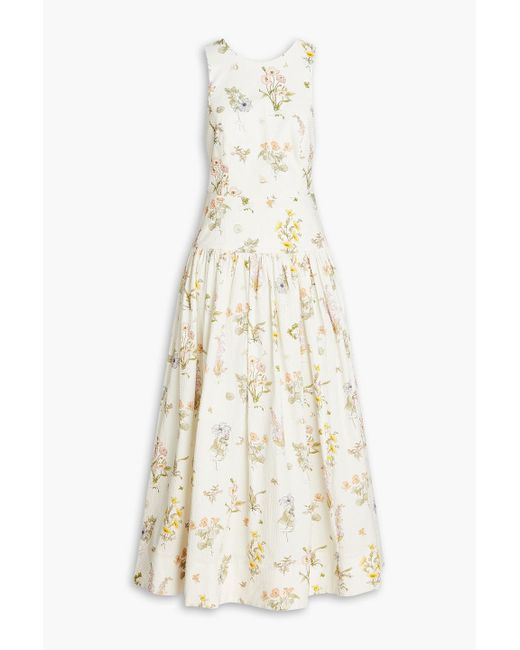 Zimmermann White Cutout Floral-print Cotton-blend Seersucker Midi Dress