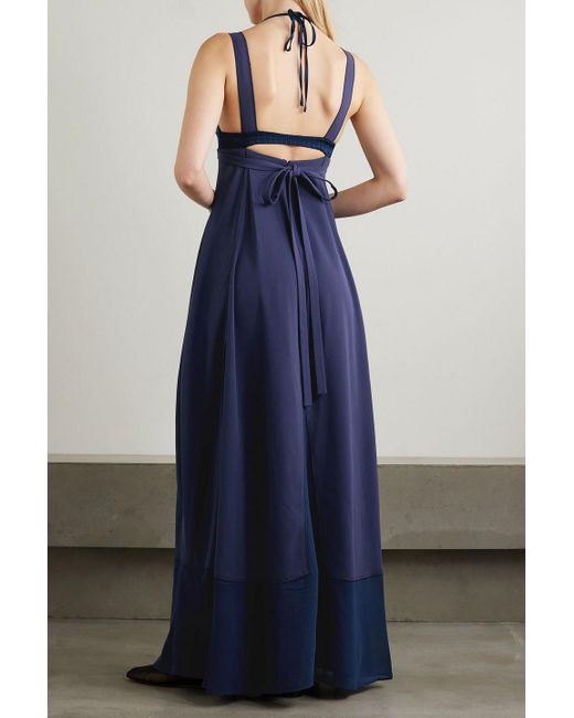 Jonathan Simkhai Blue Darina Tulle And Satin-Trimmed Jersey Gown