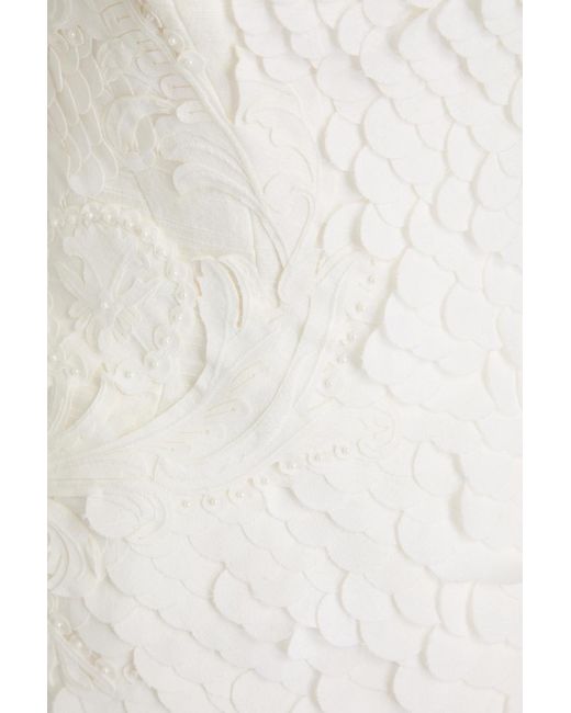 Zimmermann White Strapless Embellished Cotton And Linen-blend Gauze Mini Dress
