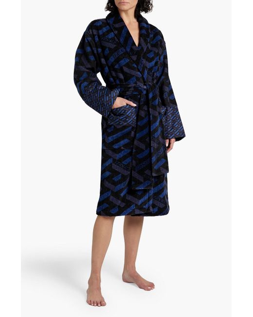 Versace Blue Printed Cotton-terry Robe