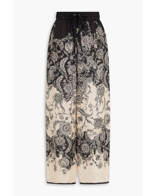 Zimmermann Black Paisley-print Silk Wide-leg Pants