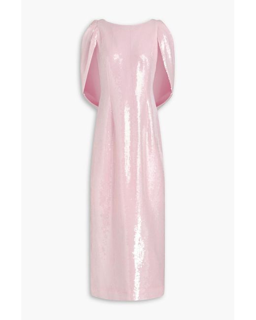 Huishan Zhang Pink Alba robe aus tüll mit pailletten und cape-effekt