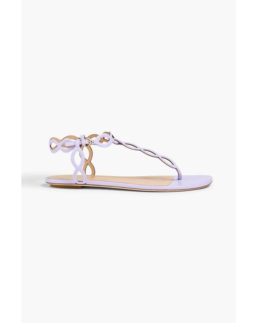Sergio Rossi Purple Laser-cut Leather Sandals