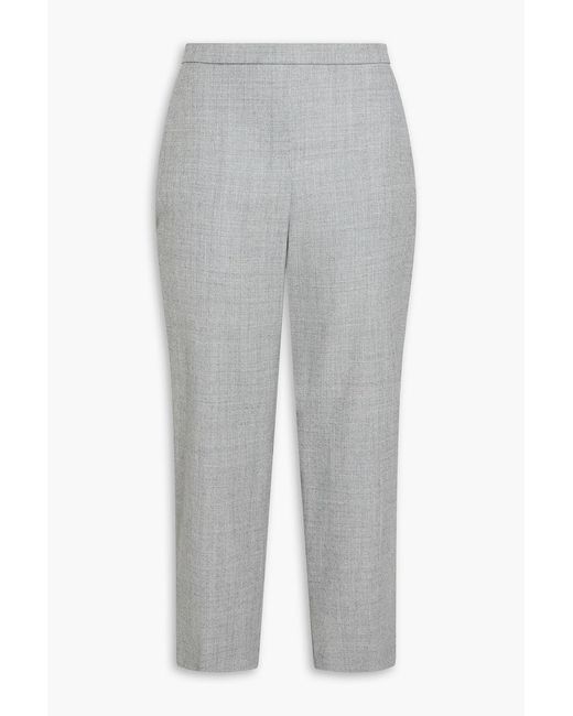 Theory Gray Treeca Cropped Wool-flannel Tapered Pants