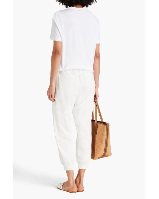 Brunello Cucinelli White Sequin-embellished French Cotton-blend Terry Track Pants
