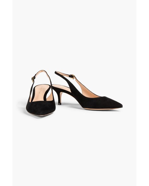 Gianvito Rossi Black Suede Slingback Pumps