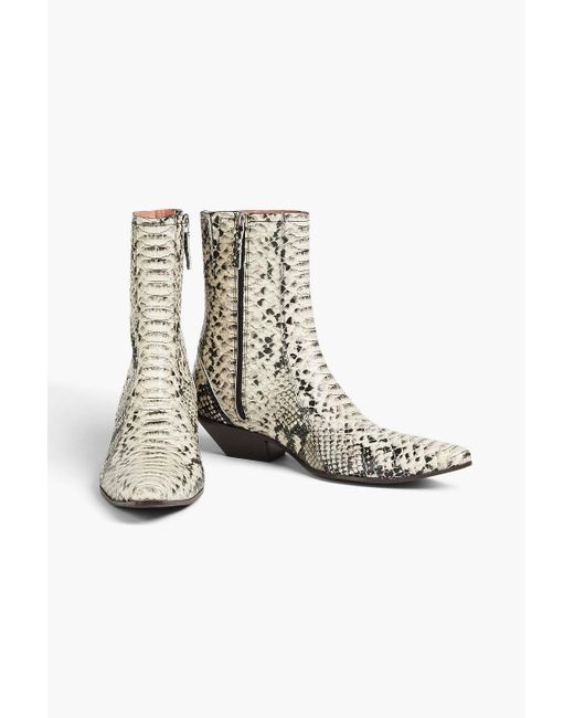 Acne White Snake-effect Leather Ankle Boots