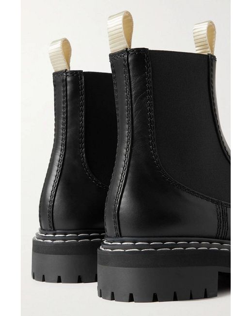 Proenza Schouler Black Topstitched Leather Chelsea Boots