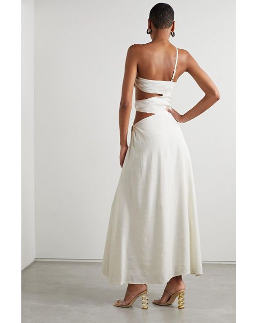 Cult Gaia White Terese Embellished Cutout Linen-blend Maxi Dress