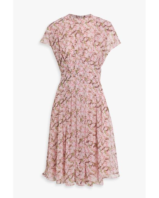 mikael aghal pink dress Mikael Aghal Belted floral-print crepe de chine maxi dress - Women - Blush Dresses