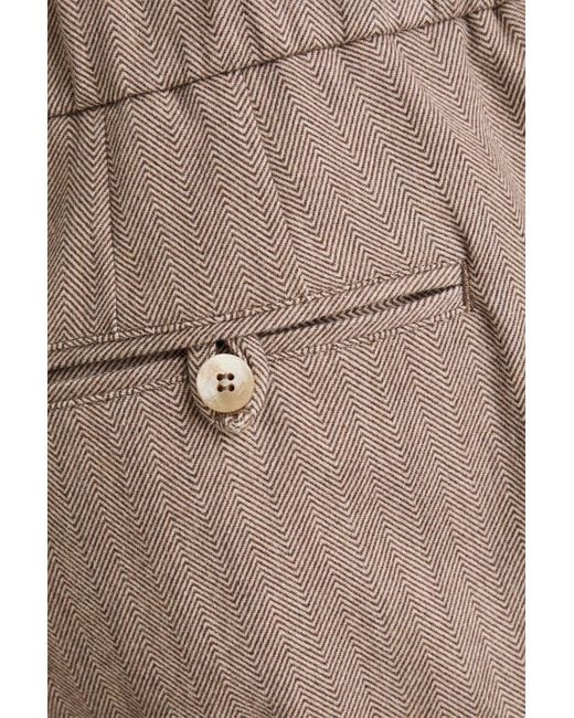 Frescobol Carioca Natural Oscar Herringbone Cotton And Cashmere-Blend Drawstring Pants for men