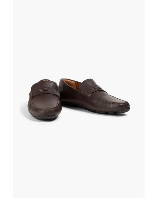 Bally Brown Palsy Embellished Leather Driving Shoes for men