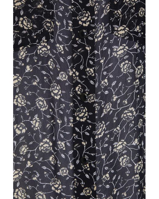 Rag & Bone Black Farren Floral-print Crepe Shirt