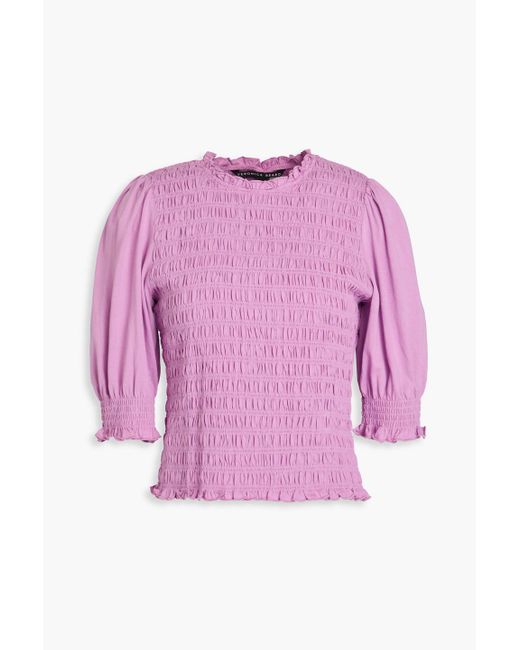 Veronica Beard Pink Langston oberteil aus baumwoll-jersey mit raffung